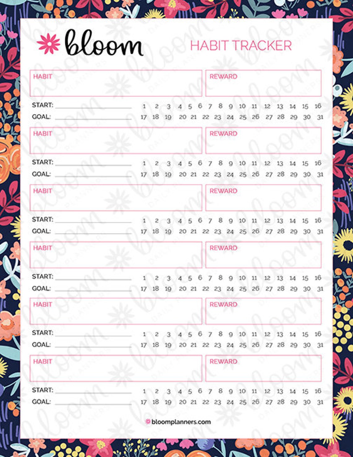 Habit Tracker Printable PDF 8.5 X 11 Instant - Etsy