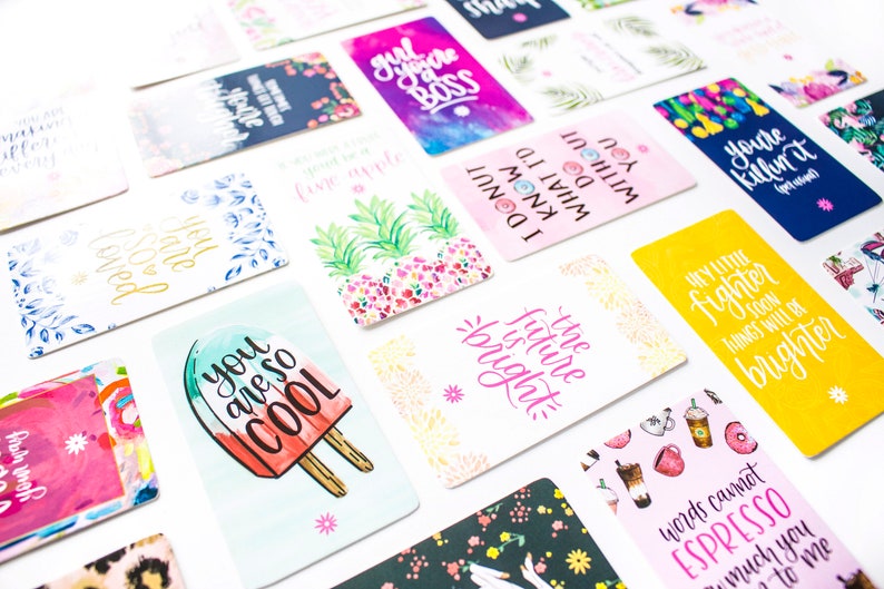 Mini Card Deck, Encouragement Cards THIRTY 2" x 3.5" Inspirational Cards Per Set! Mini Greetings Card or Gift Tags bloom daily planners image 3