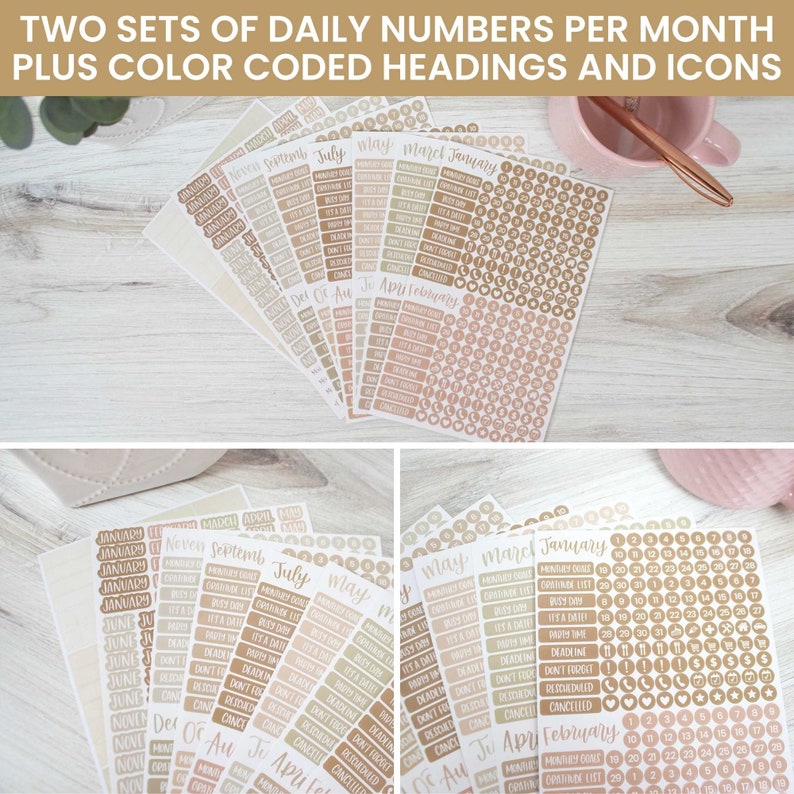 Planner Sticker Pack, Calendar Essentials Dates Dots and Banners for ...