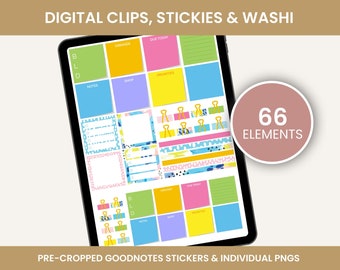 ABSTRACT Stickies, Clips, and Washi Digital Planning for Goodnotes iPad  Agenda Clip Art by Bloom Daily Planners 