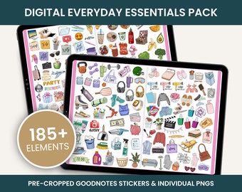 Everyday Essentials Sticker Pack, Hand Drawn Digital Stickers, Digital Planner Stickers, Goodnotes Stickers, Unique Stickers