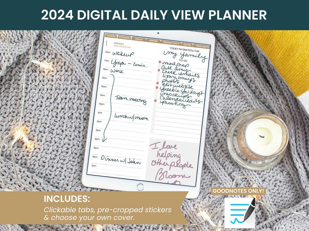 Daily View Calandar 2024 Digital Daily View Planner, January December GOODNOTES ONLY Dated ...
