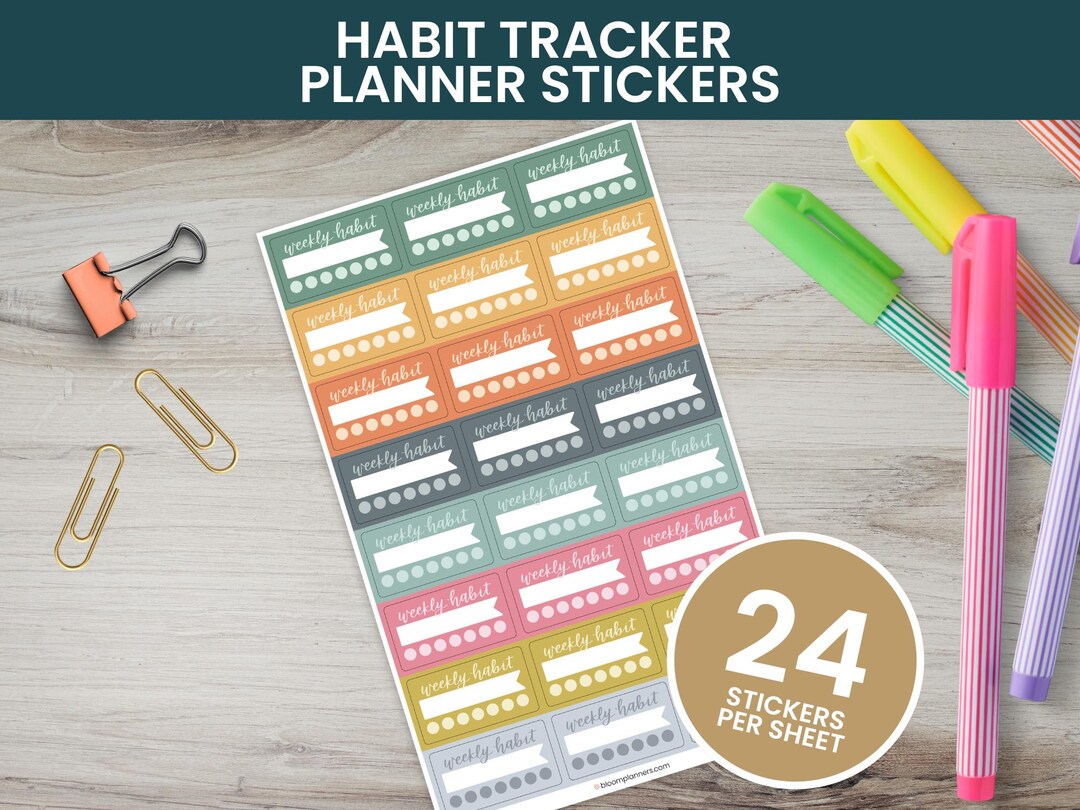 Habit Tracker Stickers, Weekly Habit Trackers, Planner Stickers ...