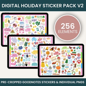 Digital Stickers, Digital Planner Stickers, Goodnotes Stickers, Unique Stickers, Holiday Stickers, HOLIDAY PACK V2