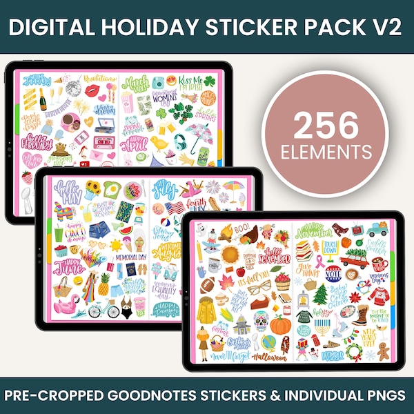 Digital Stickers, Digital Planner Stickers, Goodnotes Stickers, Unique Stickers, Holiday Stickers, HOLIDAY PACK V2