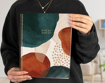 2024-25 Soft Cover Planner, 8.5” x 11”, Earthy Abstract, Green - Academic Year July 2024 - July 2025 by bloom daily planners