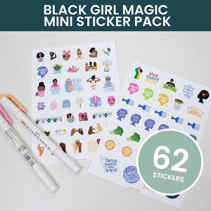 Black Girl Magic Mini Sticker Pack, African American Woman Stickers, Black Girl Planner, Planner Stickers, Sticker Sheet, Journaling Sticker