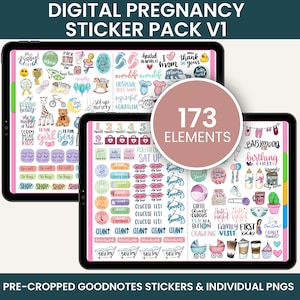 Digital Stickers, Digital Planner Stickers, Goodnotes Stickers, Unique Stickers, PREGNANCY STICKERS PACK