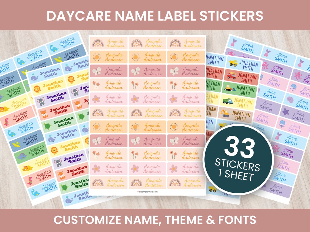 Daycare Name Labels - Personalized Name Labels for Daycare - School ...