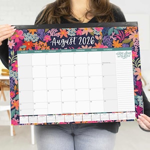 2026-27 Academic Wall Calendar 16x21 | Desk Calendar | Stickers Included | Seasonal Patterns | by bloom daily planners