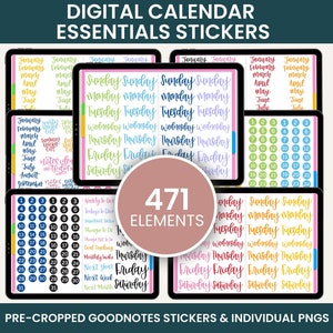 Digital Stickers, Digital Planner Stickers, Goodnotes Stickers, Unique Stickers, CALENDAR ESSENTIALS PACK