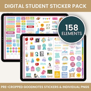 Pegatinas digitales, pegatinas para planificadores digitales, pegatinas de Goodnotes, pegatinas únicas, paquete de pegatinas para estudiantes