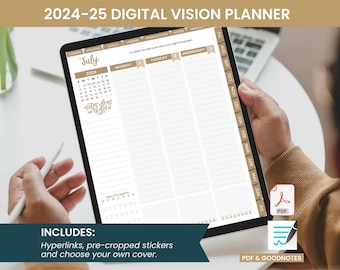 2024-25 Digital Vision Planner, July - July - GOODNOTES ONLY Dated iPad Agenda from bloom planners