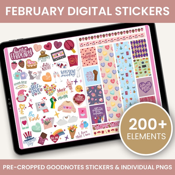 February Text Stickers February Stickers - Etsy