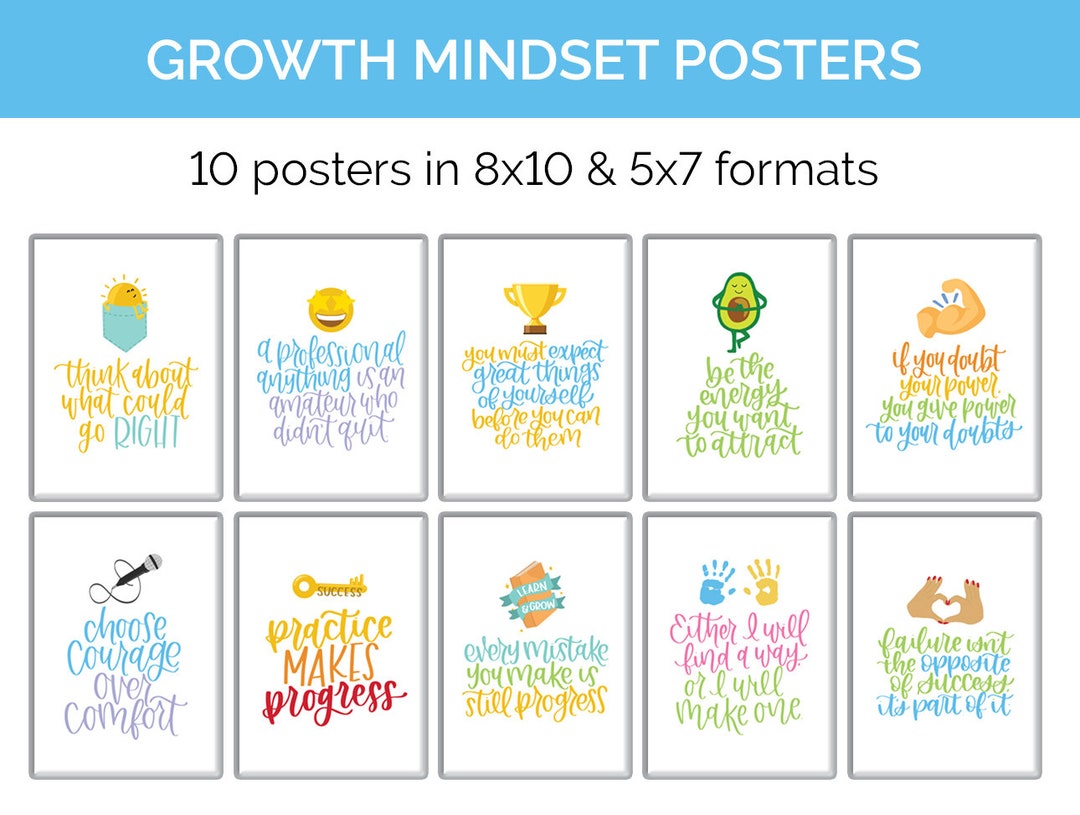 10 Printable Posters Growth Mindset for Teachers