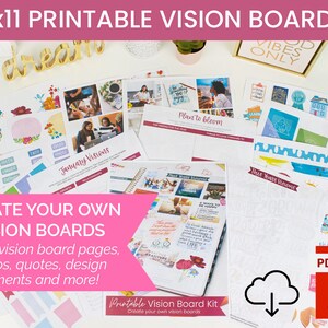bloom planners Printable Vision Board Kit - Digital Download - Download, Cut, and Print Images, Quotes, and Elements for Your Vision Board