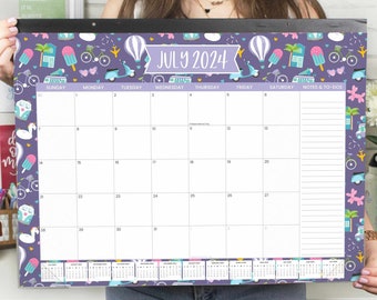 2024-25 Desk & Wall Calendar, 16" x 21", Holiday Icons, Academic Year July 2024 - July 2025 by bloom daily planners