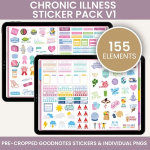 Digital Stickers, Digital Planner Stickers, Goodnotes Stickers, Unique Stickers, CHRONIC ILLNESS PACK