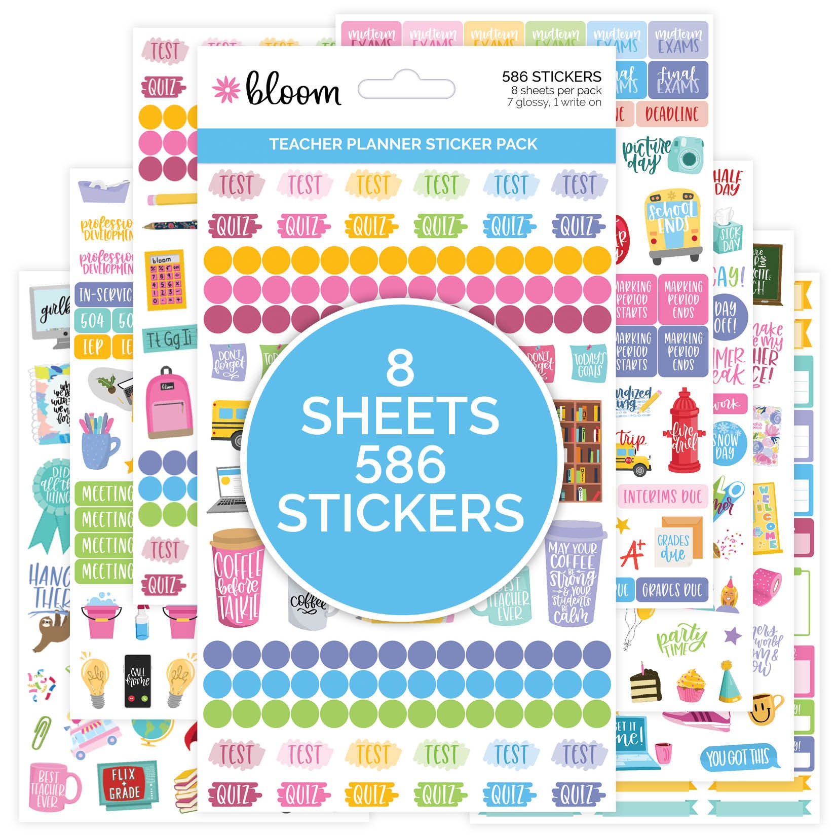 Avery® Teacher Planner Stickers Pack, 30 Sheets of Teacher Planner Stickers,  Set of 1,430 Stickers for Your Planner, Journal or Calendar (6781)