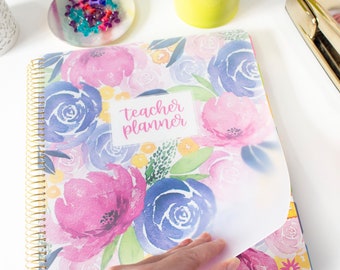 Undated Teacher Planner & Calendar, Watercolor Floral