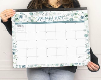 2024 Calendar, Desk Calendar, 16"x21" Calendar, January-December Calendar, LARGE Desk Calendar, GREENERY