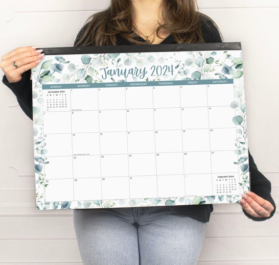 2024 Calendar, Desk Calendar, 16x21 Calendar, January-december Calendar, LARGE  Desk Calendar, GREENERY - Etsy