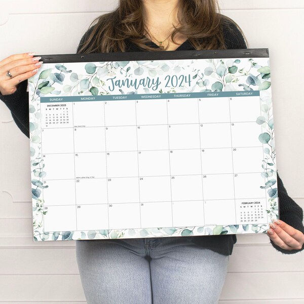 2024 Calendar, Desk Calendar, 16"x21" Calendar, January-December Calendar, LARGE Desk Calendar, GREENERY
