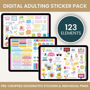 Digital Stickers, Digital Planner Stickers, Goodnotes Stickers, Unique Stickers, ADULTING STICKERS PACK