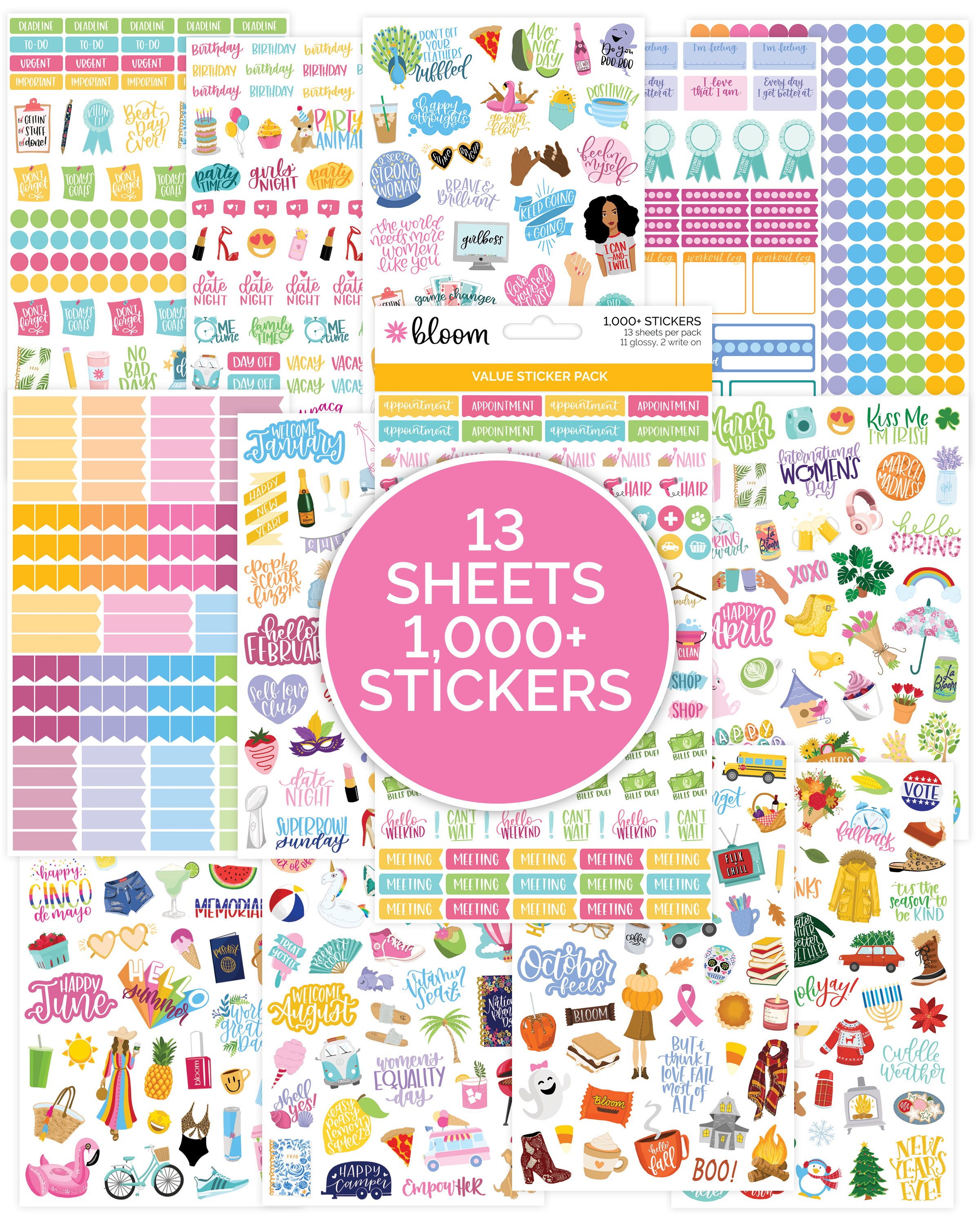 Value Sticker Pack 1000 Stickers 13 Sheets of Physical Etsy