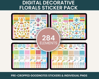 Digital Stickers, Digital Planner Stickers, Goodnotes Stickers, Unique Stickers, Floral Stickers, DECORATIVE FLORALS PACK