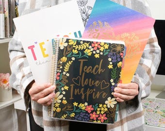 2025-2026 Academic Dated Teacher Planner | 9” x 11” Weekly & Monthly Lesson Plan Book | Interchangeable Cover, Bold and Bright