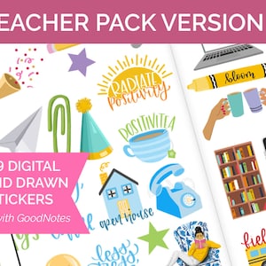 Digital Stickers, Digital Planner Stickers, Goodnotes Stickers, Unique Stickers, Teacher Stickers, TEACHER PACK V2