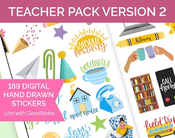 Digital Stickers, Digital Planner Stickers, Goodnotes Stickers, Unique Stickers, Teacher Stickers, TEACHER PACK V2