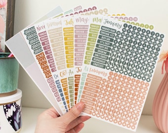 Pegatinas para agenda, paquete de elementos esenciales para calendario, arcoíris retro