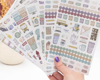 Teacher Planner Stickers | School & Classroom Organization Stickers | Cool Tones Sticker Pack for Teachers and Educators