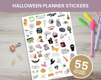 Halloween Planner Stickers, Spooky Stickers, Fall Sticker Sheet, Monthly Planning, Physical Matte Stickers, Seasonal Stickers, Decorative
