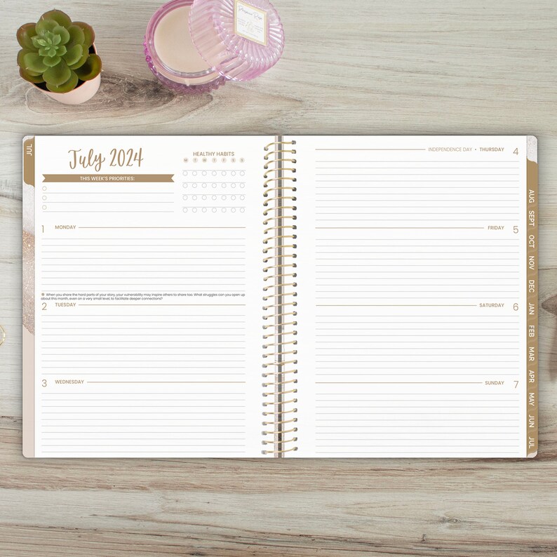 2024-25 Soft Cover Planner, 8.5” x 11”, Brushed Beige - Academic Year July 2024 - July 2025 by bloom daily planners