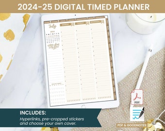 2024-25 Digital Timed Vision Planner, July - July - GOODNOTES ONLY Dated iPad Agenda from bloom planners