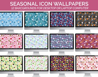 Seasonal Icons Desktop Wallpapers - DIGITAL DOWNLOAD - by bloom daily planners
