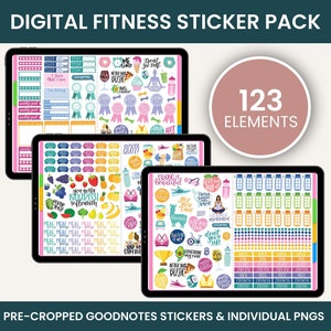 Digital Stickers, Digital Planner Stickers, Goodnotes Stickers, Unique Stickers, FITNESS STICKERS PACK image 1