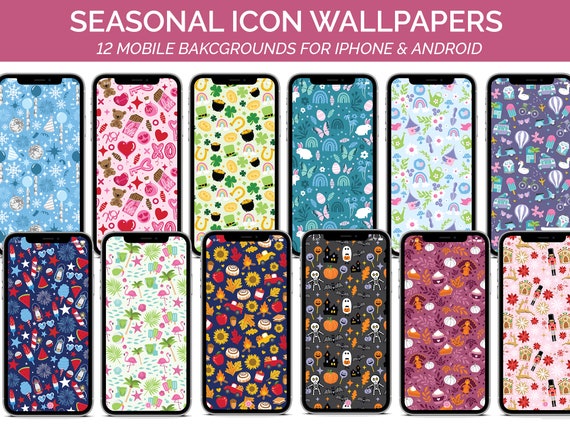 Seasonal Icons Mobile Wallpapers for Phone - DIGITAL DOWNLOAD - by bloom daily planners