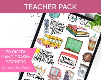 Digital Stickers, Digital Planner Stickers, Goodnotes Stickers, Unique Stickers, Teacher Stickers, TEACHER PACK