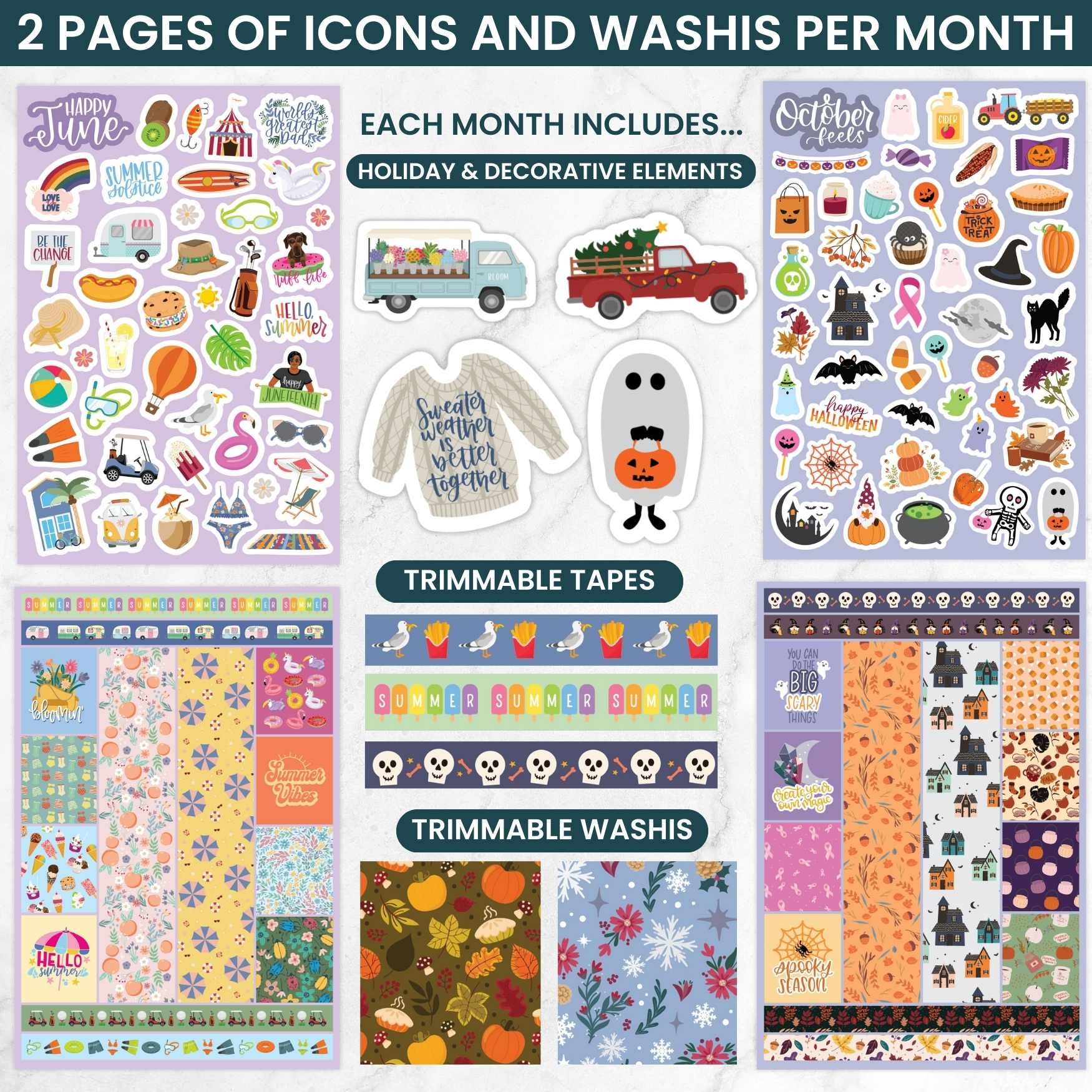 Sticker Book – 40 Pages With 1,500+ Hand-drawn Stickers | Seasonal ...