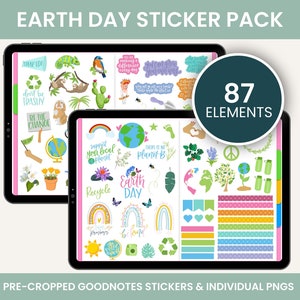 Digital Stickers, Digital Planner Stickers, Goodnotes Stickers, Unique Stickers, Holiday Stickers, Nature Stickers, EARTH DAY PACK