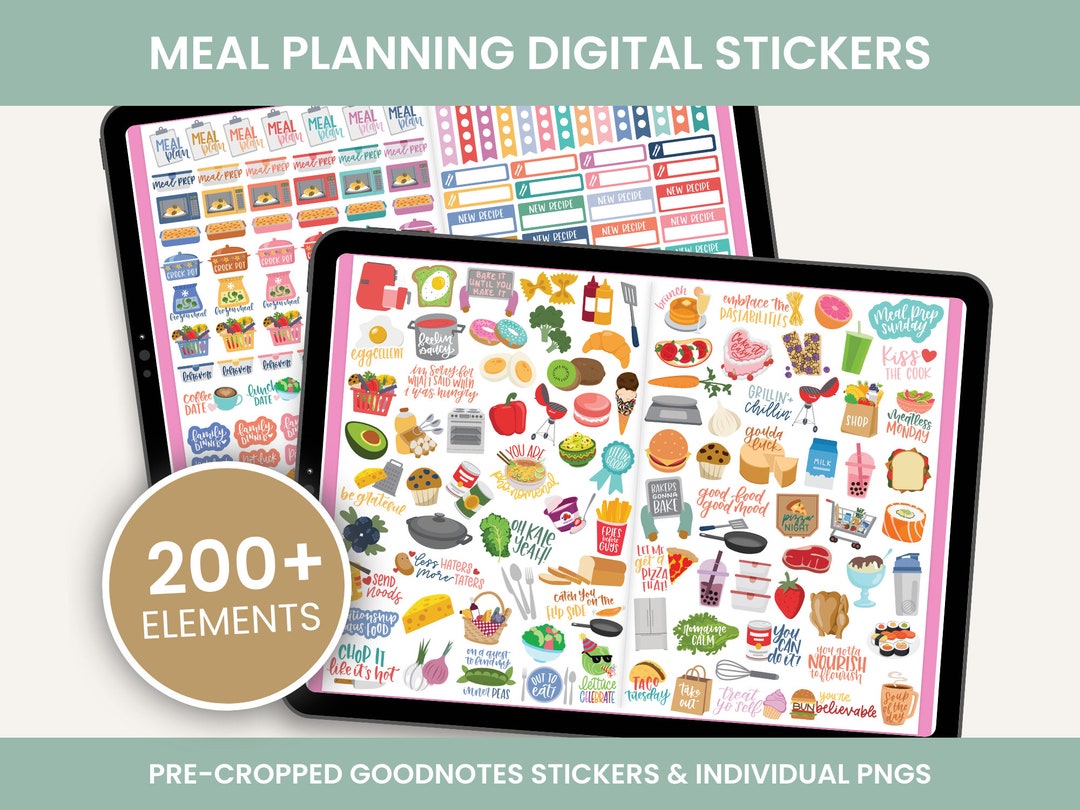 Meal Planning Sticker Pack, Digital Stickers, Digital Planner Stickers ...