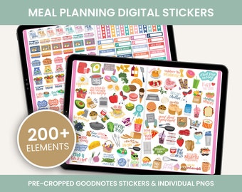 Meal Planning Sticker Pack, Digital Stickers, Digital Planner Stickers, Goodnotes Stickers, Food and Recipe Stickers, Meal Prep Stickers