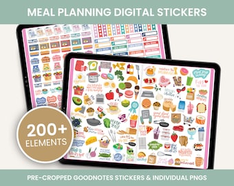 Meal Planning Sticker Pack, Digital Stickers, Digital Planner Stickers, Goodnotes Stickers, Food and Recipe Stickers, Meal Prep Stickers