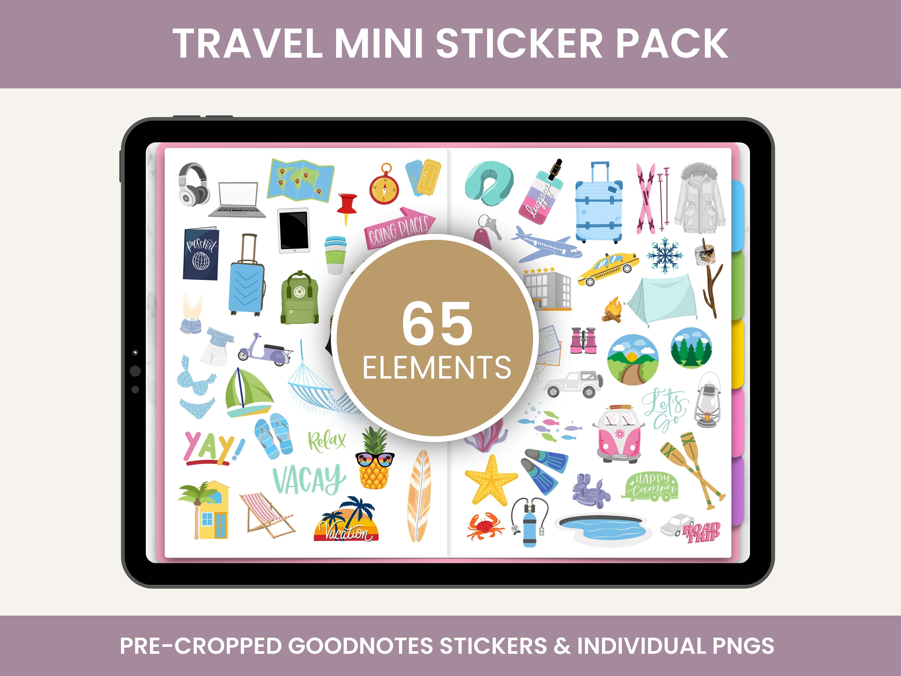 Digital Stickers, Digital Planner Stickers, Goodnotes Stickers, Unique Stickers, TRAVEL STICKERS PACK