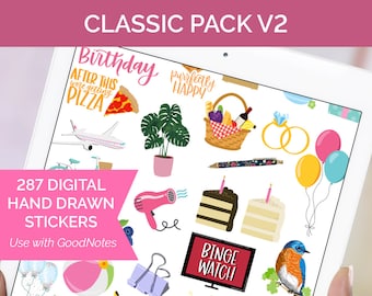 287 Unique Digital Planner Stickers for GoodNotes - CLASSIC PACK V2- for iPad by bloom daily planners