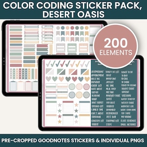 Digital Stickers, Digital Planner Stickers, Goodnotes Stickers, Unique Stickers, Color Coding Stickers, DESERT OASIS PACK